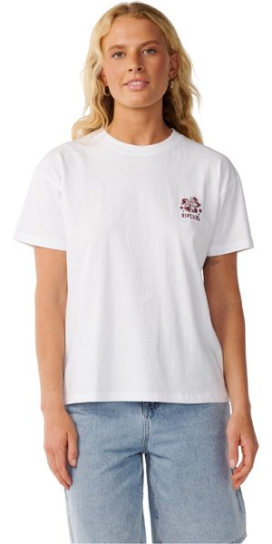 2026 Rip Curl Womens Surf Puff Party Pack Relaxed T-Shirt 0O5WTE - White